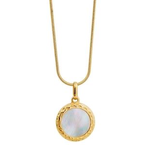 Savvy Cie 18K Gold Plated Genuine Mother of Pearl Pendant Necklace
